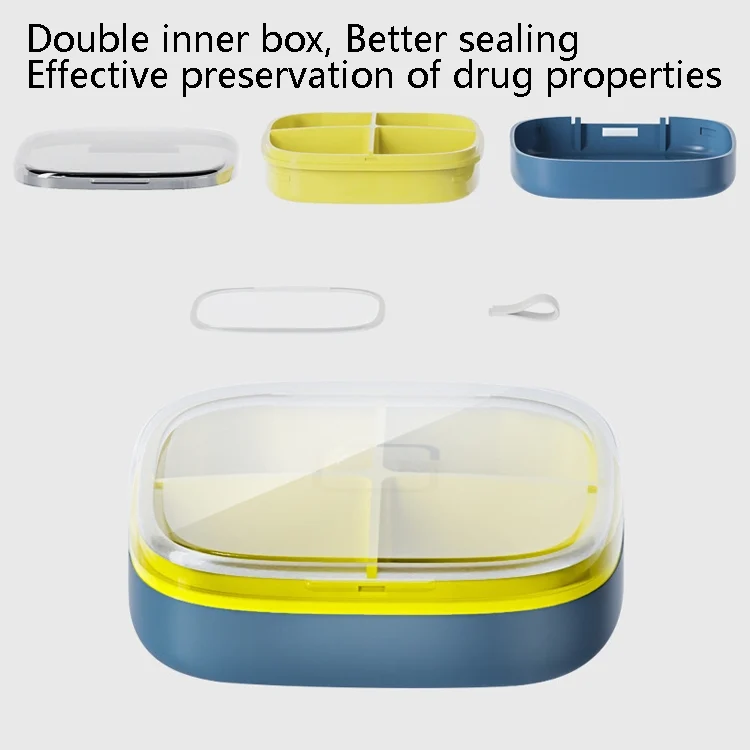 TBD0552490503_B3.webp Portable Small Pill Box Sealed Portable Travel Pill Box Green 4 Grid - Image 4