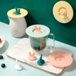 Food Grade Bunny Ears Shape Silicone Cup Lid Sealing Lid Cartoon Mug Dustproof Leak-Proof Lid - Image 4