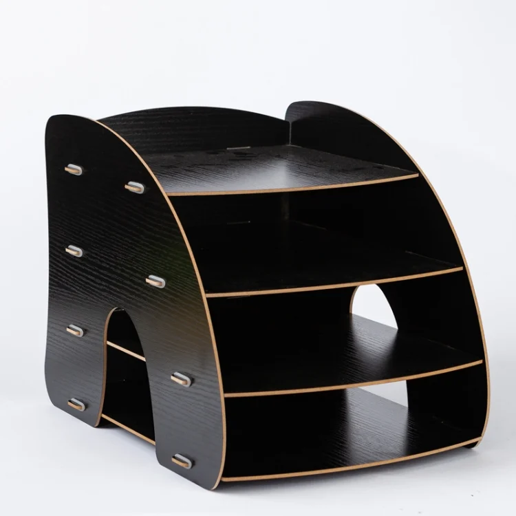TBD0553572101A.webp Office Supplies Curved Desktop A4 Storage Box Wooden File Rack Data Rack Shelf - Image 1