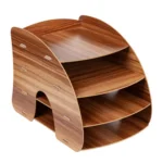 Office Supplies Curved Desktop A4 Storage Box Wooden File Rack Data Rack Shelf - Image 4