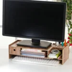 LCD Display Booster Wooden Keyboard Rack Desktop Storage Rack Shelf - Image 4