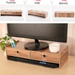 LCD Monitor Increase Rack Wooden Keyboard Rack Desktop Storage Rack Shelf - Image 5