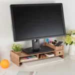 LCD Monitor Increase Rack Wooden Keyboard Rack Desktop Storage Rack Shelf - Image 11