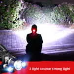 Strong Light Long-Range Rechargeable Three-Head Lamp Outdoor Fishing Lamp Led Head-Mounted Flashlight (2 Batteries+EU Plug) - Image 7