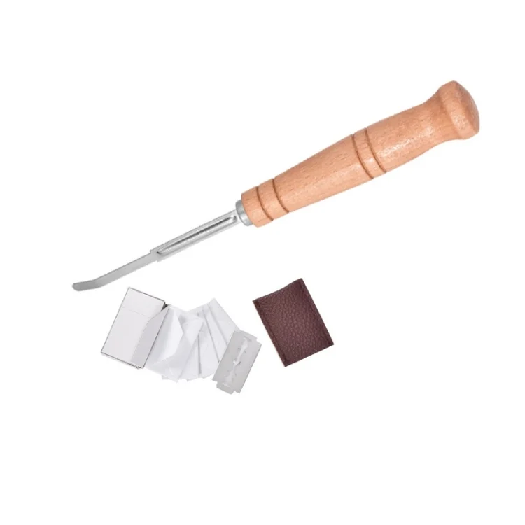 TBD05538786.webp Bread Trimming French Stick Cutting Knife Dough Bisector Curved Stainless Steel Dough Cutter With Wooden Handle - Image 1