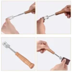 Bread Trimming French Stick Cutting Knife Dough Bisector Curved Stainless Steel Dough Cutter With Wooden Handle - Image 3