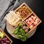 Hot Pot Bamboo Plate Compartmental Platter Vegetable Wood Tray Set - Image 2