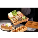 Hot Pot Bamboo Plate Compartmental Platter Vegetable Wood Tray Set - Image 5