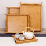 Bamboo Binaural Tea Set Tray Bread Display Tray - Image 5