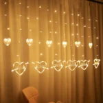 LED Heart-Shaped Decorative Lights Curtain Lights Holiday Dress String Lights, EU Plug
