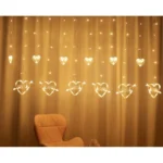 LED Heart-Shaped Decorative Lights Curtain Lights Holiday Dress String Lights, EU Plug - Image 5