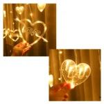 LED Heart-Shaped Decorative Lights Curtain Lights Holiday Dress String Lights, EU Plug - Image 6