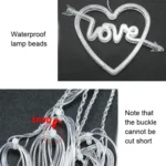 LED Heart-Shaped Decorative Lights Curtain Lights Holiday Dress String Lights, EU Plug - Image 4