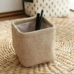 Mini Small Linen Pen Holder Desktop Cloth Simple Stationery Holders - Image 2