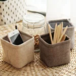 Mini Small Linen Pen Holder Desktop Cloth Simple Stationery Holders - Image 3