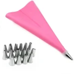 2 Sets Reusable Silicone Pastry Bag Cake Decorating Tools with 16 Nozzles Tips - Image 2