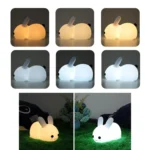Silicone Rabbit LED Night Light USB Charging Dual-Tone Light Pat Light - Image 4