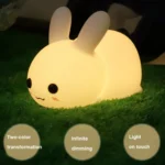 Silicone Rabbit LED Night Light USB Charging Dual-Tone Light Pat Light - Image 5