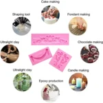 2 PCS Fondant Cake Silicone Mold Hollow Embossed Border Frame Retro Photo Frame Mould - Image 4