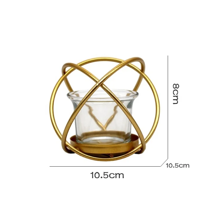 TBD0556224901_B2.webp Creative Iron Art  Aromatherapy Candle Holder Desktop Decoration Geometric Metal Candle Holder, Colour: Golden - Image 3