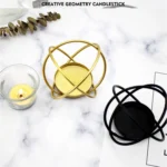Creative Iron Art  Aromatherapy Candle Holder Desktop Decoration Geometric Metal Candle Holder, Colour: Golden - Image 5
