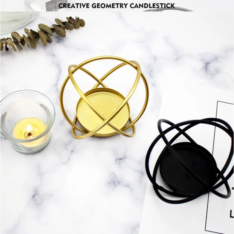 TBD0556224901_B4.webp Creative Iron Art  Aromatherapy Candle Holder Desktop Decoration Geometric Metal Candle Holder, Colour: Golden - Image 5