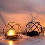 Creative Iron Art  Aromatherapy Candle Holder Desktop Decoration Geometric Metal Candle Holder, Colour: Golden - Image 6