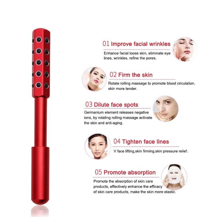 TBD05565193_4.webp 30 Germanium Massage Beauty Stick Roller V-shaped Beauty Instrument Facial Massager Random Colour Delivery - Image 5