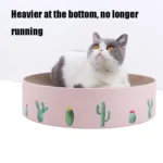 Round Corrugated Cat Scratcher Claw Sharpener Toy Bed - Image 3