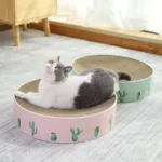 Round Corrugated Cat Scratcher Claw Sharpener Toy Bed - Image 4