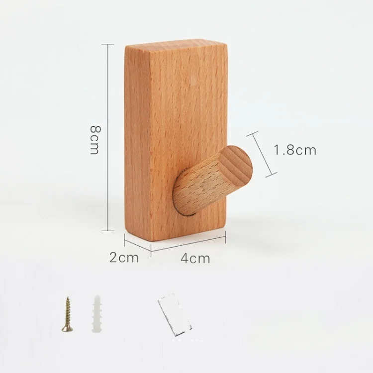 TBD0557049501_1.webp Solid Wood Punch-Free Entrance Behind The Door On The Wall Sticky Hook Clothes Hook Beech Wood - Image 11