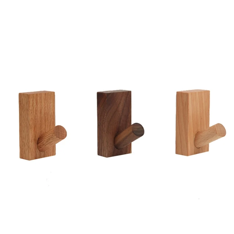 TBD0557049501_B1.webp Solid Wood Punch-Free Entrance Behind The Door On The Wall Sticky Hook Clothes Hook Beech Wood - Image 2