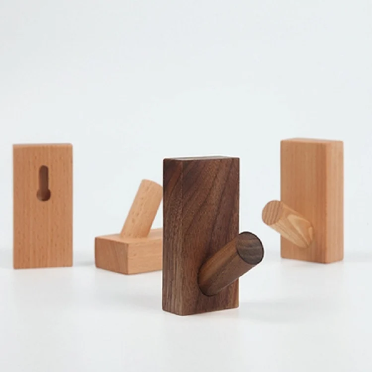 TBD0557049501_B2.webp Solid Wood Punch-Free Entrance Behind The Door On The Wall Sticky Hook Clothes Hook Beech Wood - Image 3