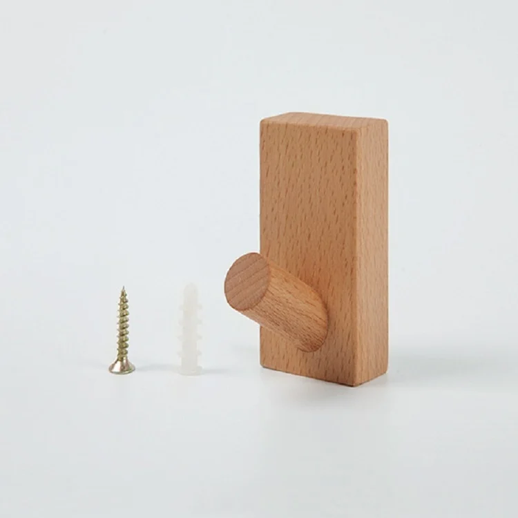 TBD0557049501_B3.webp Solid Wood Punch-Free Entrance Behind The Door On The Wall Sticky Hook Clothes Hook Beech Wood - Image 4
