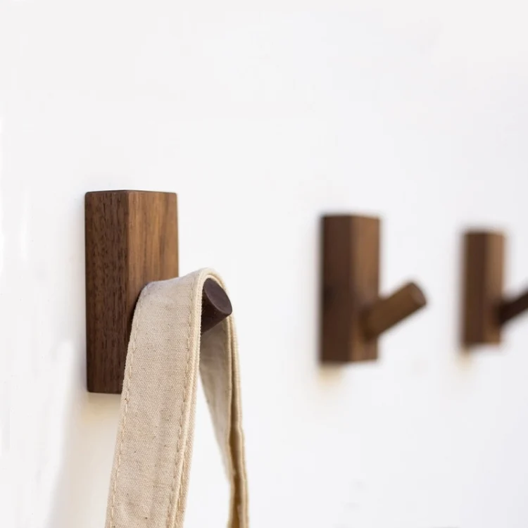 TBD0557049501_B7.webp Solid Wood Punch-Free Entrance Behind The Door On The Wall Sticky Hook Clothes Hook Beech Wood - Image 8