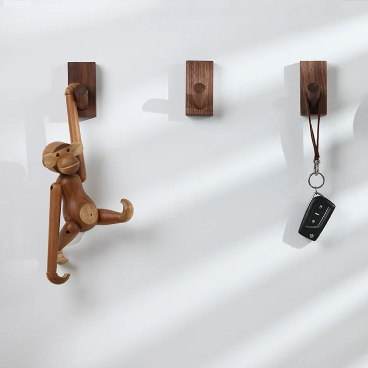 TBD0557049501_B8.webp Solid Wood Punch-Free Entrance Behind The Door On The Wall Sticky Hook Clothes Hook Beech Wood - Image 9