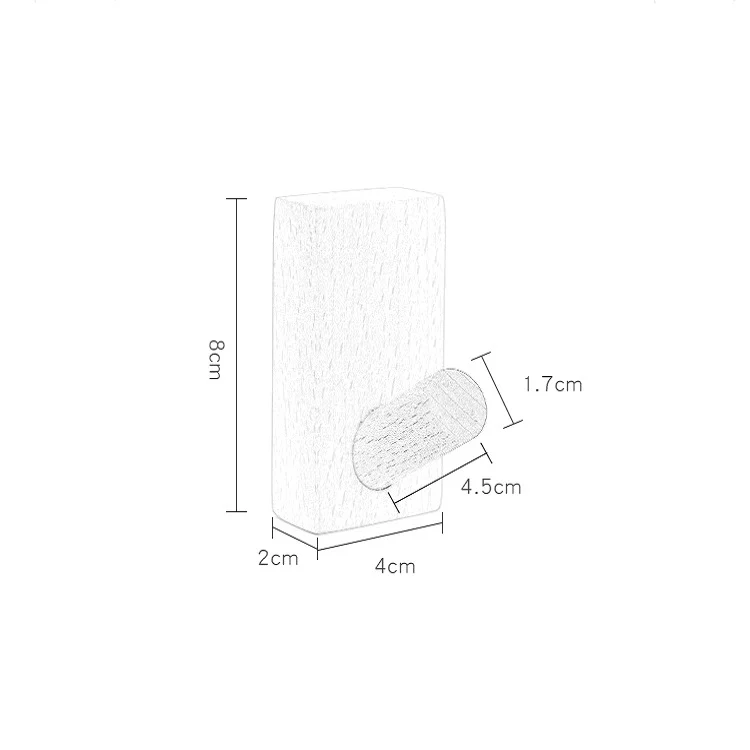 TBD0557049501_B9.webp Solid Wood Punch-Free Entrance Behind The Door On The Wall Sticky Hook Clothes Hook Beech Wood - Image 10
