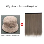 8261Z-1 Long Straight Hair Detachable Hat Wig Autumn And Winter Lamb Hat Wig - Image 3