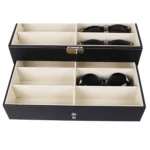 PU Leather Double-Layer Glasses Case Sunglasses Storage Display Box - Image 5