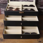 18 Grid Three-Layer Glasses Case Custom PU Leather Sunglasses Storage Display Packaging Box - Image 4