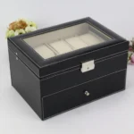 PU Leather Double Layer 20-Digit Watch Box Jewelry Gift Storage Box - Image 2