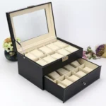 PU Leather Double Layer 20-Digit Watch Box Jewelry Gift Storage Box - Image 3