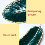 Phnom Penh Ceramic Dessert Plate Feather Plate Banana Leaf Fruit Dried Fruit Storage Tray, Size: - Image 3