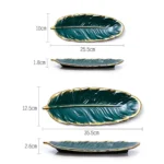 Phnom Penh Ceramic Dessert Plate Feather Plate Banana Leaf Fruit Dried Fruit Storage Tray, Size: - Image 4