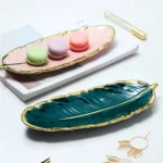 Phnom Penh Ceramic Dessert Plate Feather Plate Banana Leaf Fruit Dried Fruit Storage Tray, Size: - Image 6