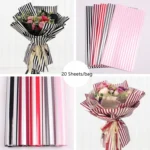 Two-Color Stripes Flower Wrapping Paper Waterproof Gift Wrapping Paper - Image 6