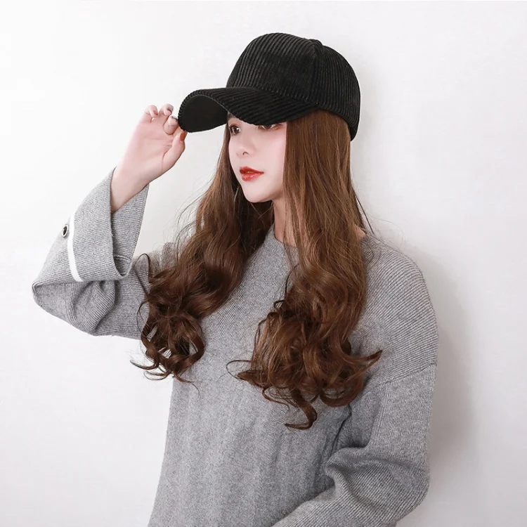 TBD0559140101_B4.webp 8261E Fashion Hat Wig Female Detachable Pear Flower Roll Long Hair Wig - Image 5