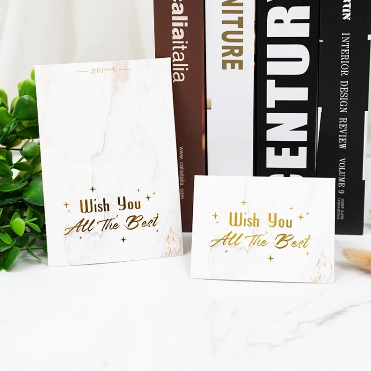 100 PCS Valentines Day Bronzing Greeting Card Flower Shop Birthday Thank You Card