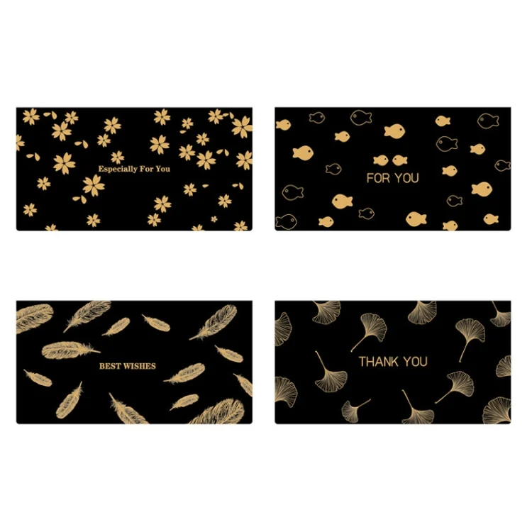 TBD0559511601_B1.webp 12 PCS Black Bronzing Greeting Card Holiday High-End Golden Blessing Greeting Card With Envelope - Image 2