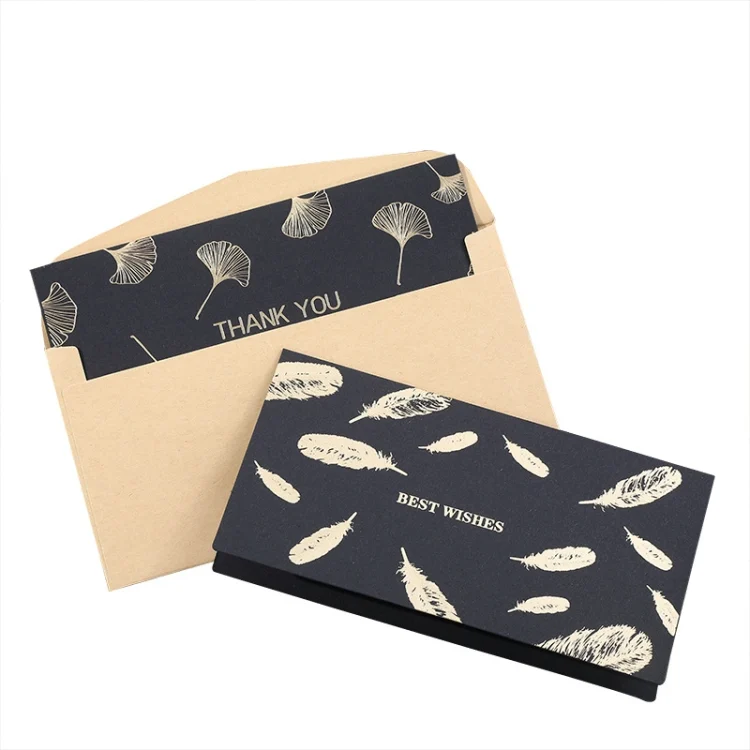 TBD0559511601_B2.webp 12 PCS Black Bronzing Greeting Card Holiday High-End Golden Blessing Greeting Card With Envelope - Image 3